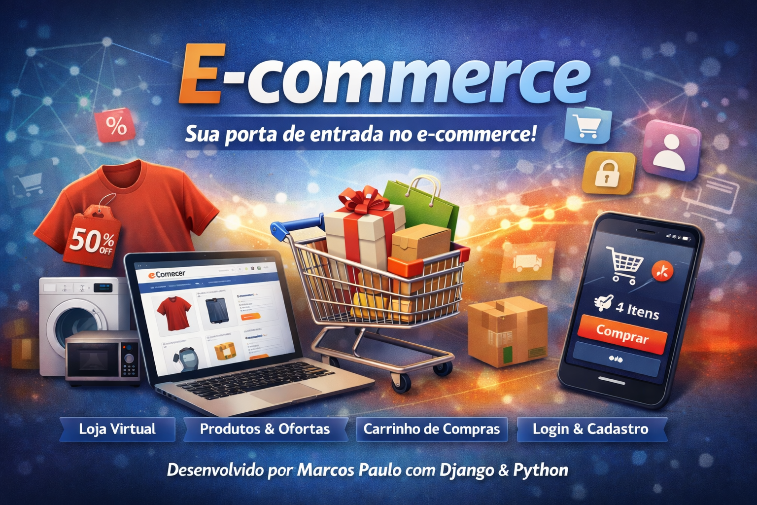 Preview da aplicação E-Comecer